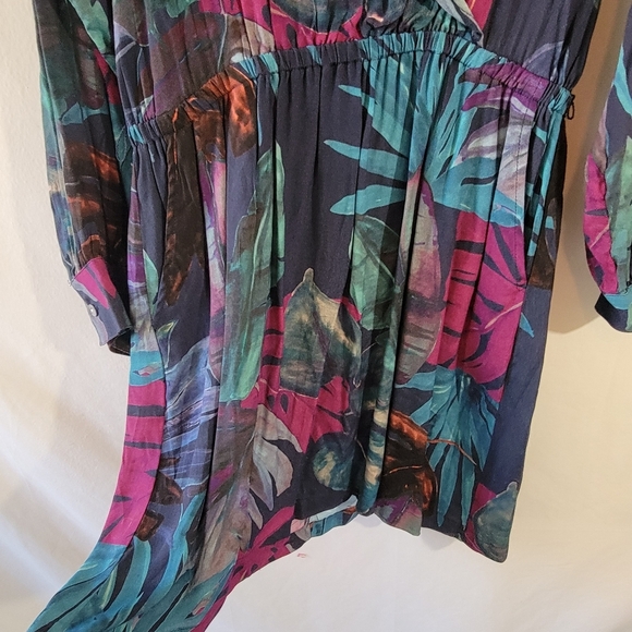 Karen Kane Long Sleeve Faux Wrap Dress Sz L Colorful Versatile USA Resortwear - Picture 7 of 12